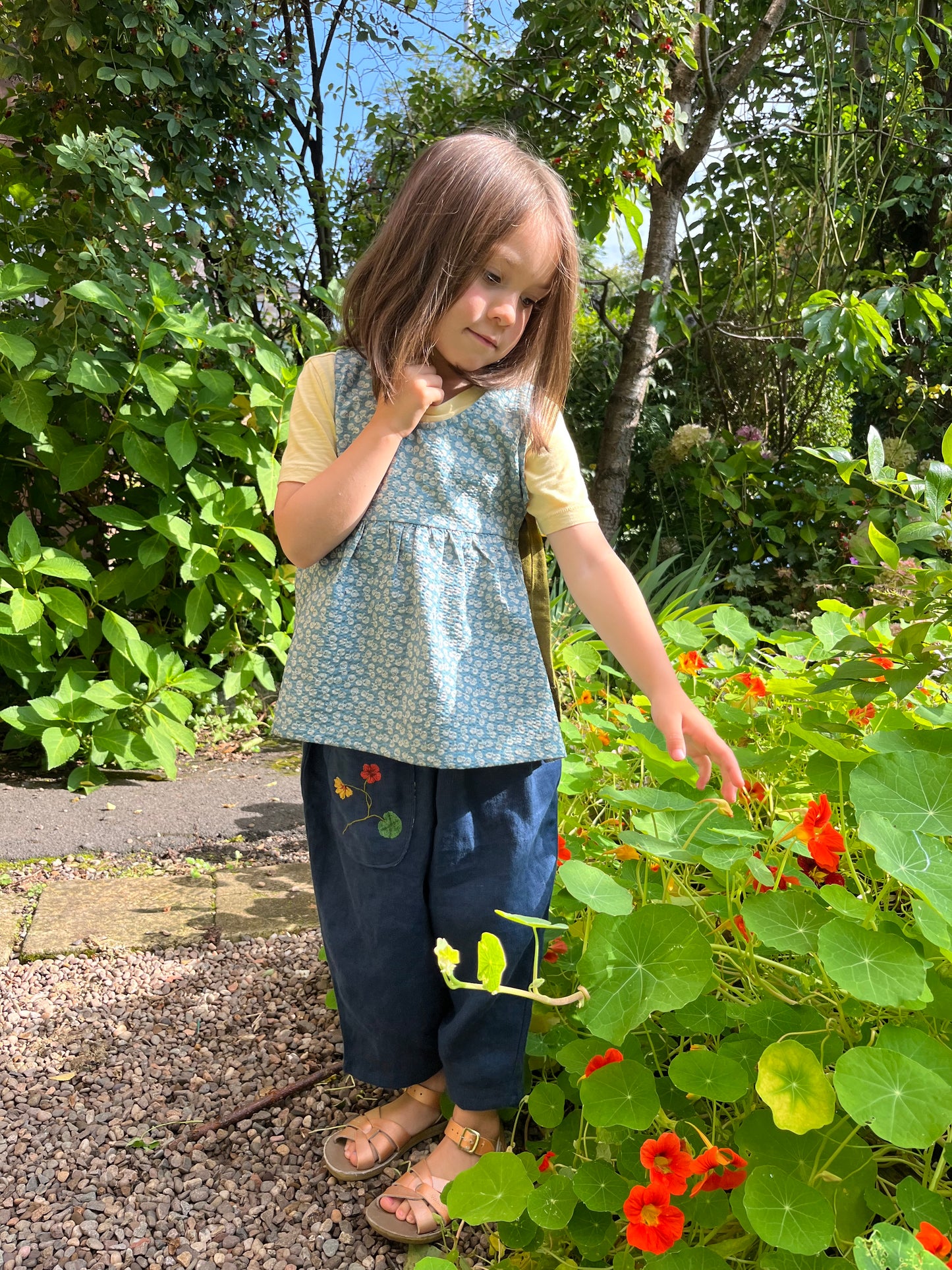 Children’s nasturtium trousers
