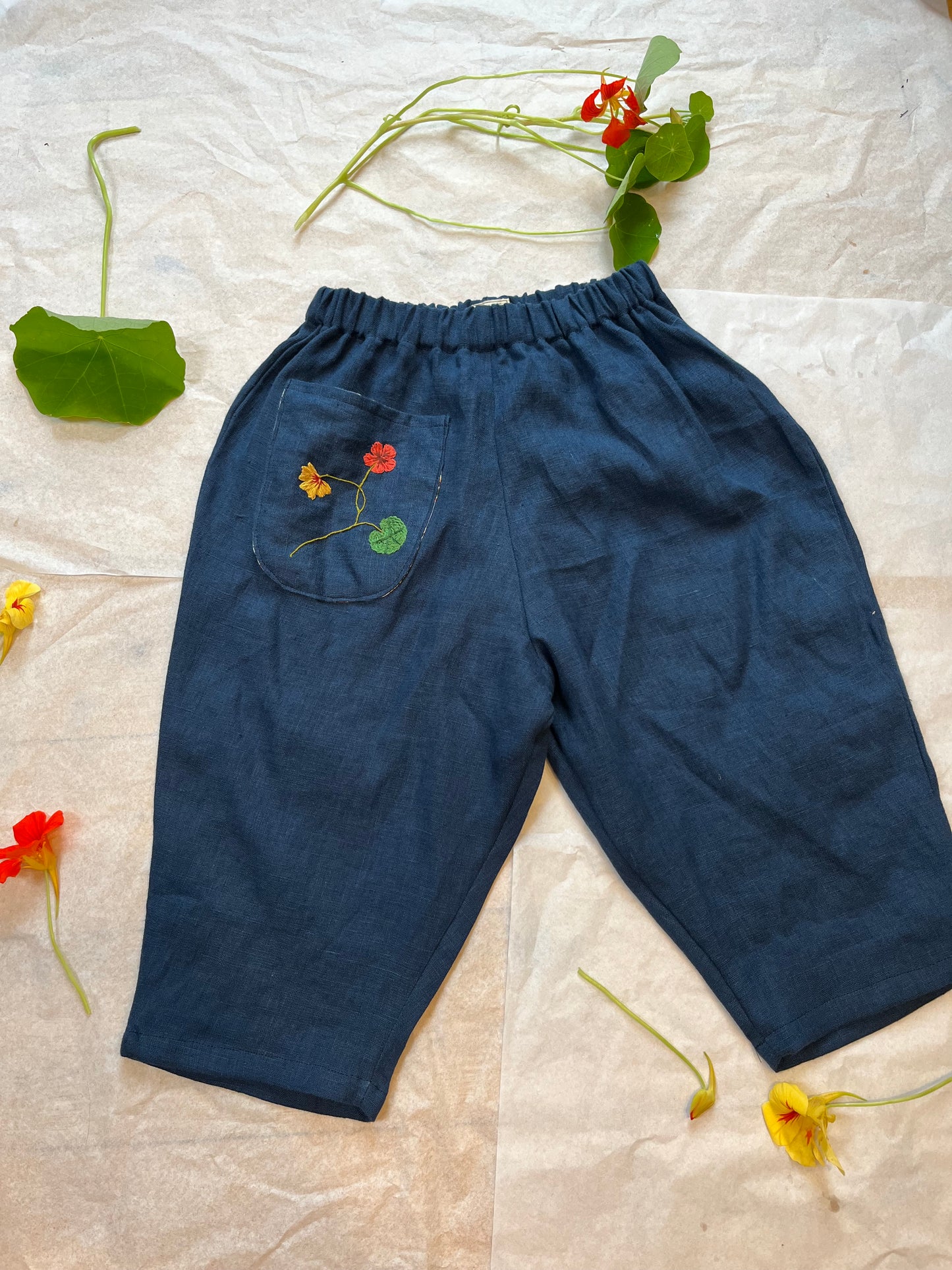 Children’s nasturtium trousers