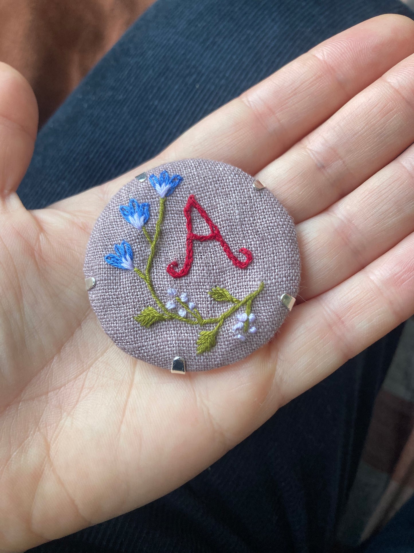 Embroidered brooch